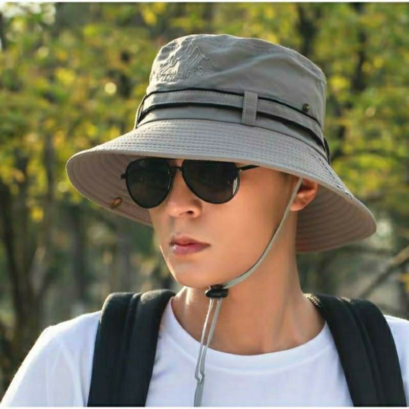 พร้อมส่ง หมวกบักเก็ตเดินป่ามีสายคล้อง (Bucket hat) หมวกเดินป่า มีสาย หมวกบักเก็ตเดินป่า