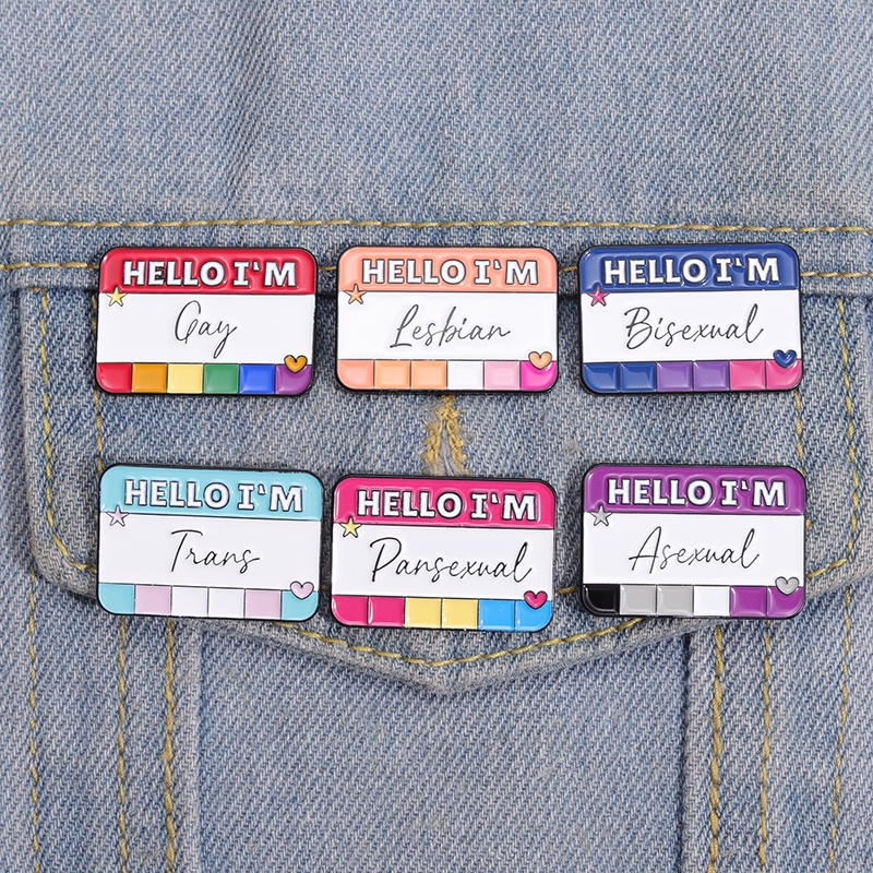 พร้อมส่ง เข็มกลัด รูป Hello I Am Enamel Pins LGBT สร้างสรรค์ เครื่องประดับ สําหรับเพื่อน