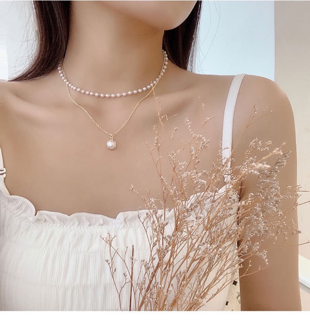 พร้อมส่งค่ะ สร้อยจี้แต่งสีมุก #N0037