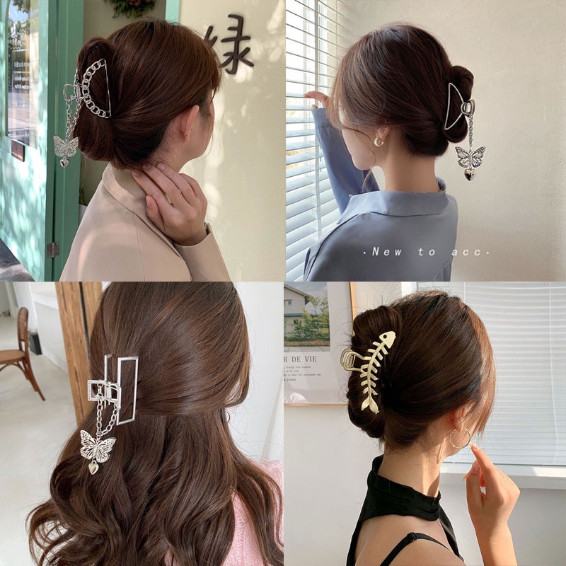 พร้อมส่งจากไทย กิ๊บติดผมโลหะ เครื่องประดับผมเกาหลี กิ๊บติดผมมุกทรงเรขาคณิต Simple Headwear