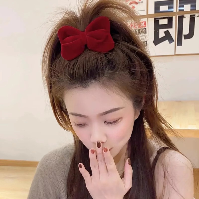 พร้อมส่งจากไทย โบว์ติดผมกำมะหยี่ โบว์ติดผมแฟชั่น กิ๊บโบว์ติดผมสไตล์เกาหลี