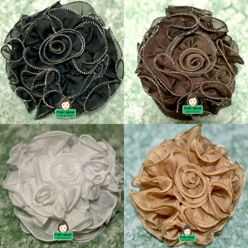 พร้อมส่งในไทย   ตัวหนีบผมตัวใหญ่ขอบเงิน | ปอมๆหนีบผมอิสลาม มี 10 สี