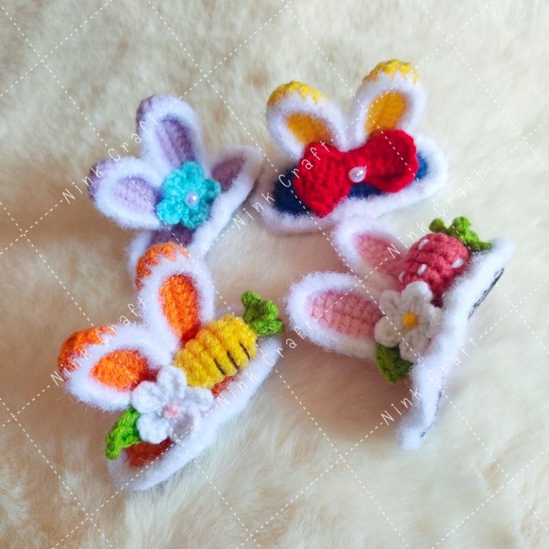 (พร้อมส่งในไทย)กิ๊บถักหูกระต่าย/กิ๊บ3มิติ/งานแฮนด์เมด