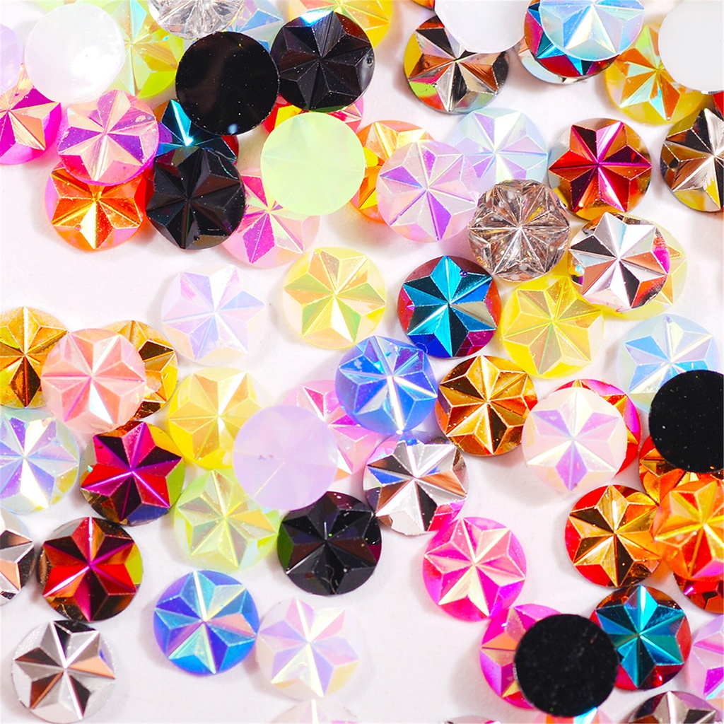 พลอยเทียม เรซิน คริสตัล AB ทรงกลม 5 มม. ลายดอกไม้ สําหรับตกแต่งเล็บ DIY 1000 ชิ้น