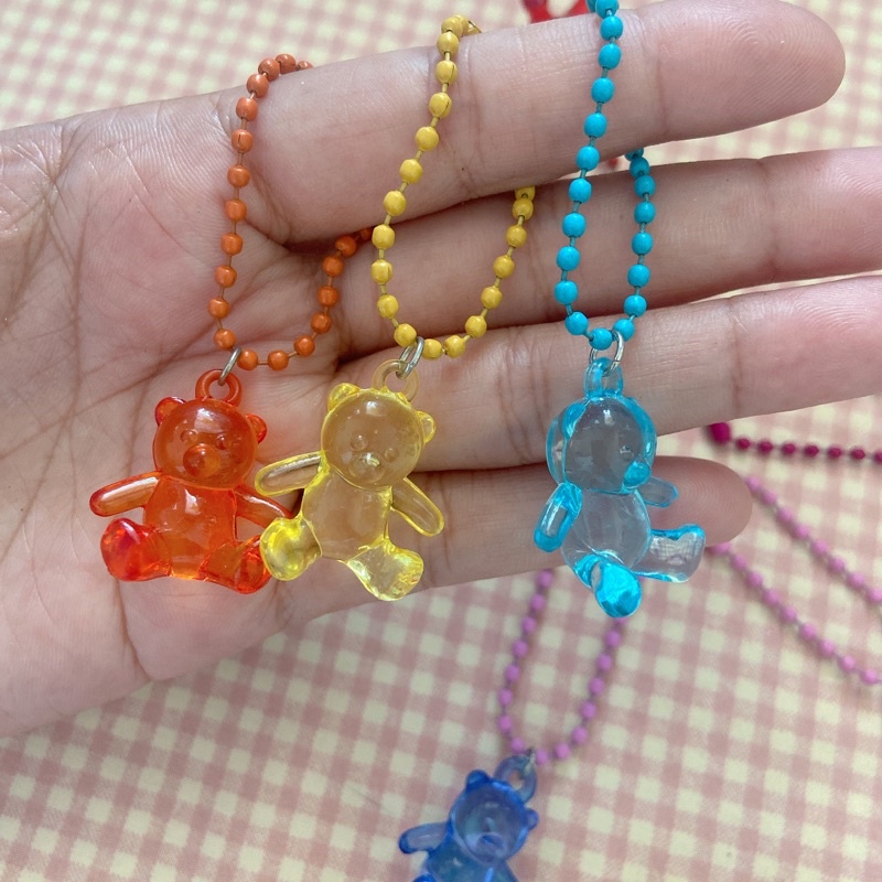 พวงกุญแจหมีนั่งโทนหลากสีใส P030 ของแถมลูกค้า