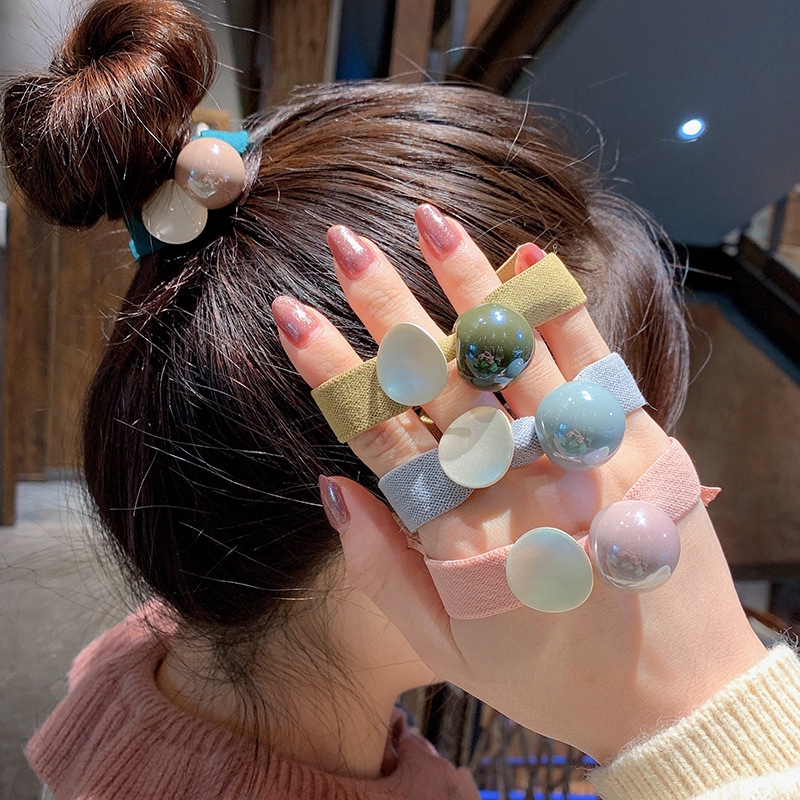 ยางรัดผม ยืดหยุ่น สีลูกกวาด สําหรับผู้หญิง