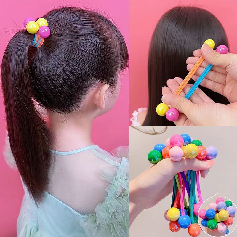 ยางรัดผม แบบยืดหยุ่น ไร้รอยต่อ สีแคนดี้ เรียบง่าย สําหรับเด็กผู้หญิง