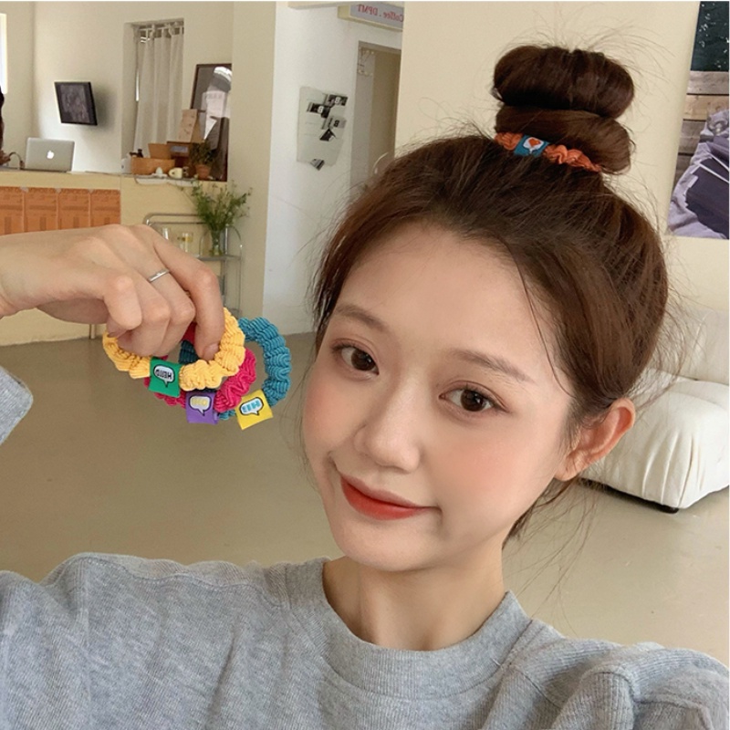 ยางรัดผมผ้าลูกฟูกน่ารักสไตล์เกาหลีอุปกรณ์เสริมสําหรับตกแต่งผมA07-01-5