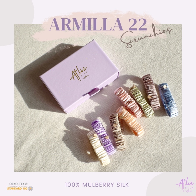 ยางรัดผมผ้าไหมมัลเบอร์รี่ รุ่นมัดแน่น แอทลิซ Atlizilk Armilla 22 Scrunchies