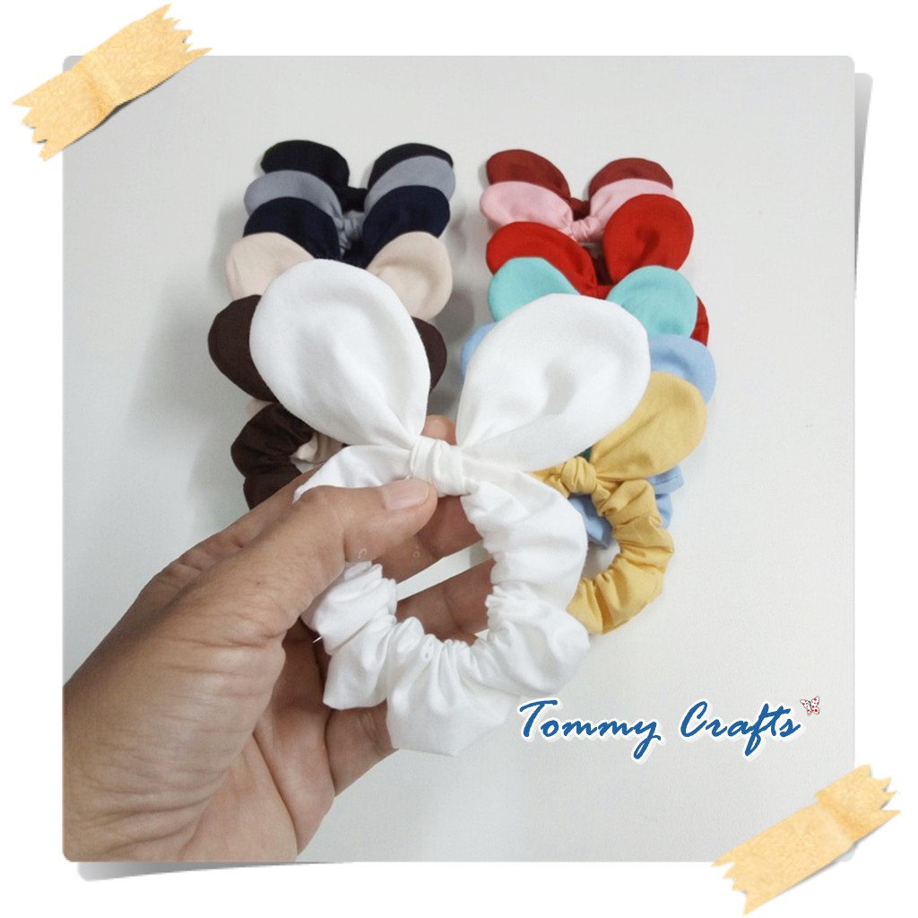 ยางรัดผมหูมิกกี้เม้าส์ โดนัทรัดผม ผ้าคอตตอน สีพื้น 1 Mickey mouse Ears cotton Hair scrunchies