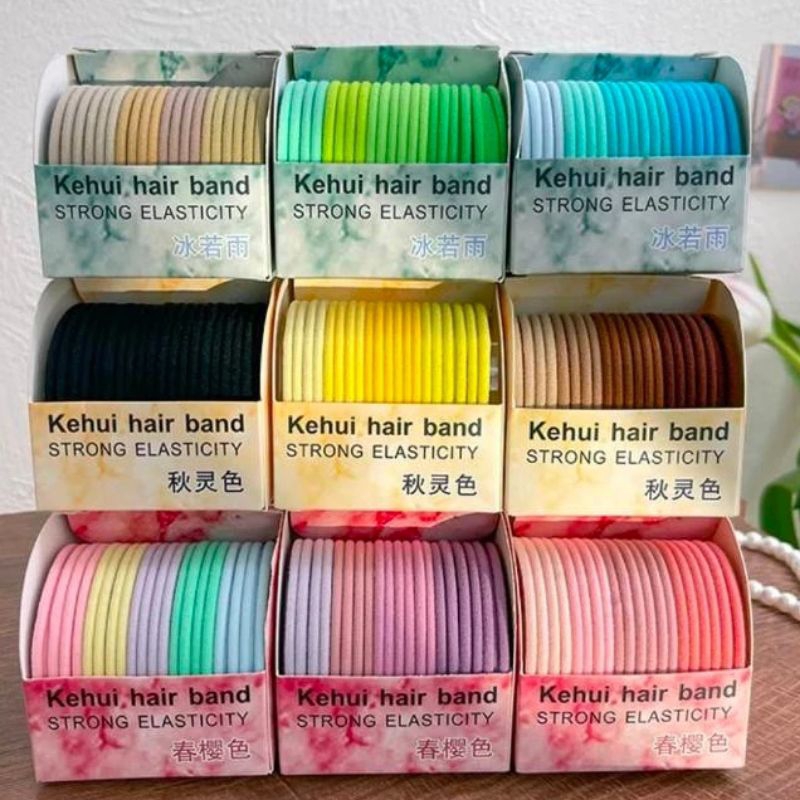 ยางรัดผมแบบเซต ยางรัดผมไร้รอยต่อแบบกล่องสีสดใส สินค้าน่ารักพร้อมส่งจากไทย