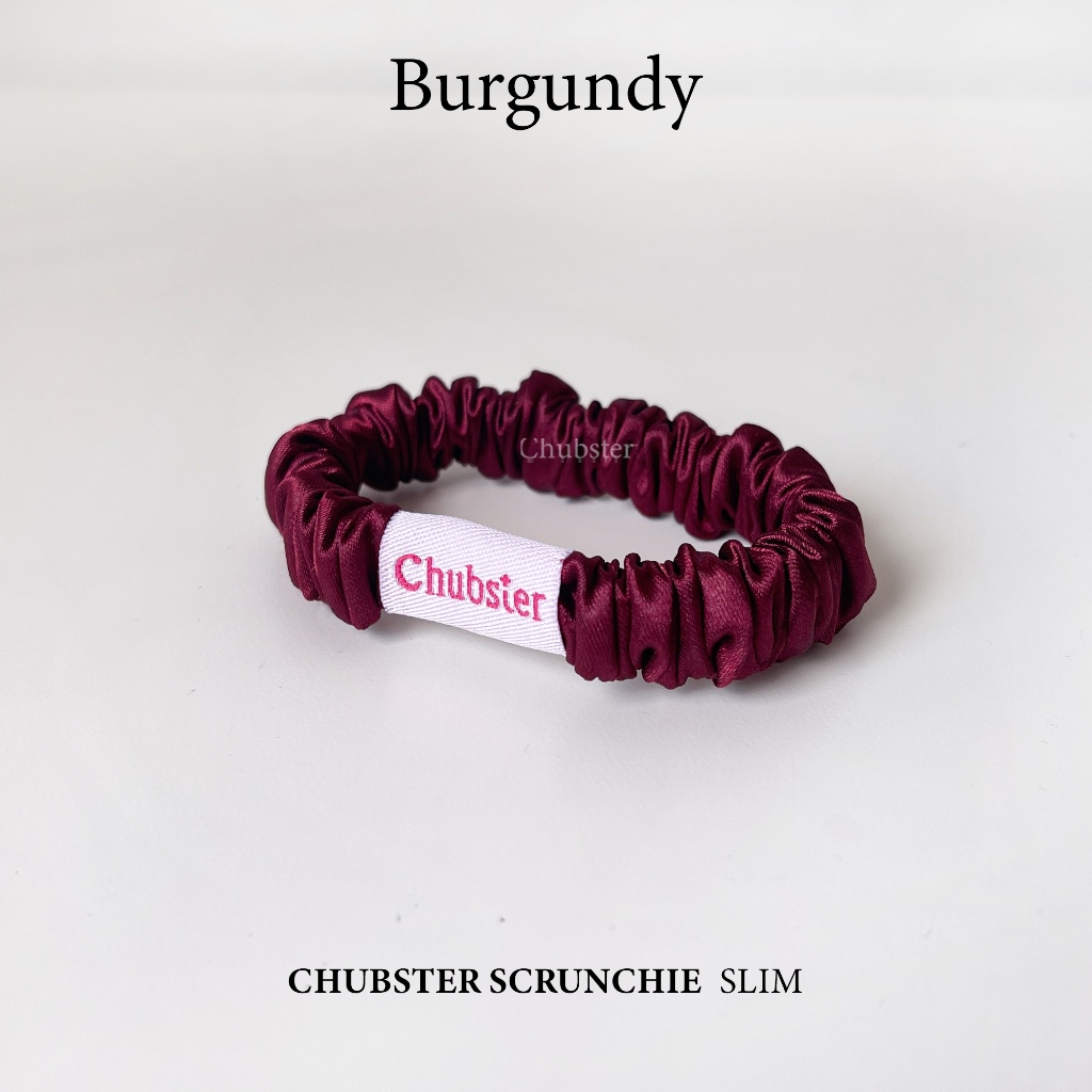 รุ่นสลิม Burgundy ยางรัดผม Satin Slim Scrunchie ยางรัดผมซาติน หนานุ่ม