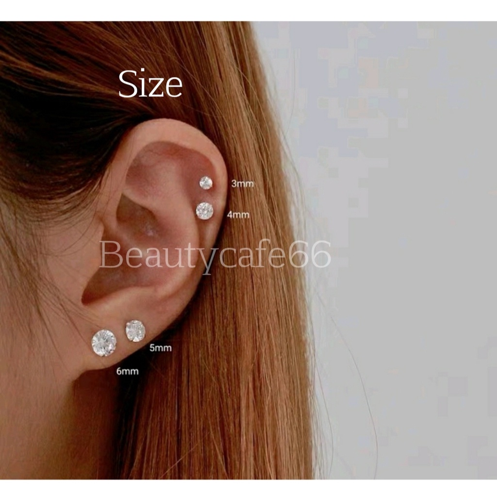 ร้านไทย (1ชิ้น) ก้าน 0.8 mm. เพชรเล่นไฟ เพชรCZ Pinkgold / Yellow  Stainless 316L ไม่เป็นสนิม ไม่ระคายเคือง จิวเพชรกลม