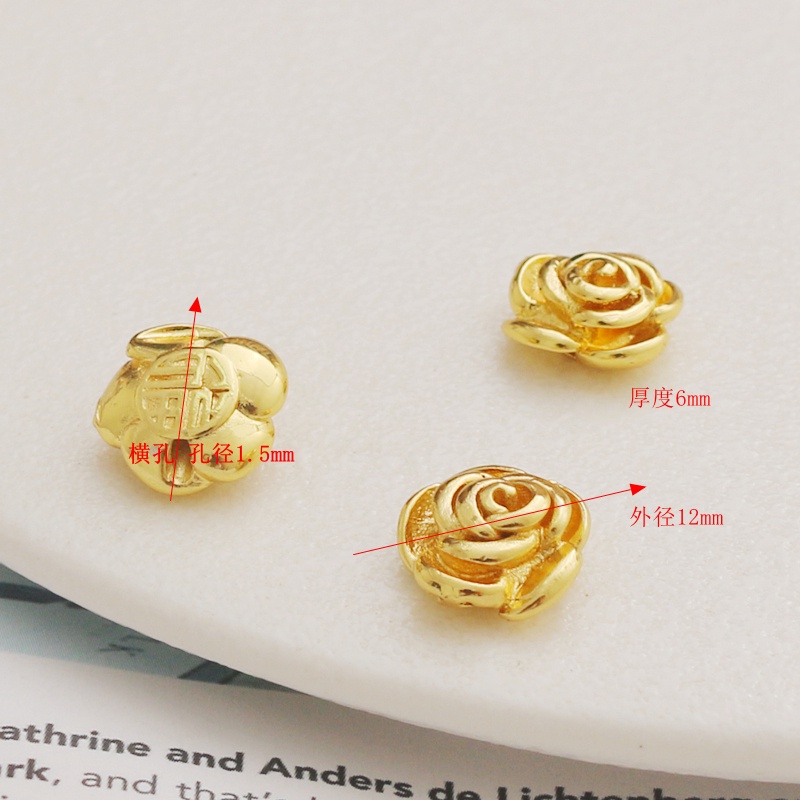 ลูกปัดทองคํา 18k เนื้อแมตต์ สีโรสโกลด์ สไตล์โบราณ สําหรับทําสร้อยคอ สร้อยข้อมือ diy