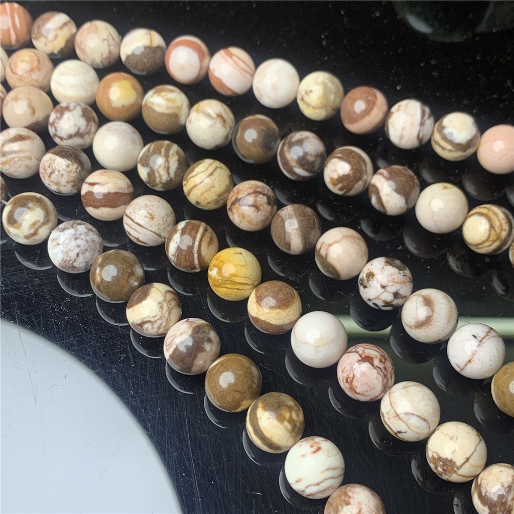 ลูกปัดหินธรรมชาติ ลายม้าลายแอฟริกา ขนาด 4-12 มม. สําหรับทําเครื่องประดับ DIY