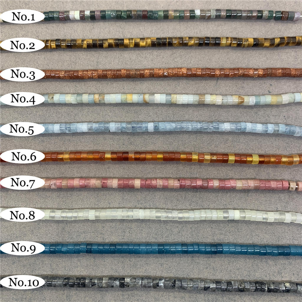 ลูกปัดหินอาเกตธรรมชาติ ทรงกระบอก ขนาดเล็ก 2x4 มม. สีเหลือง 10 แบบ