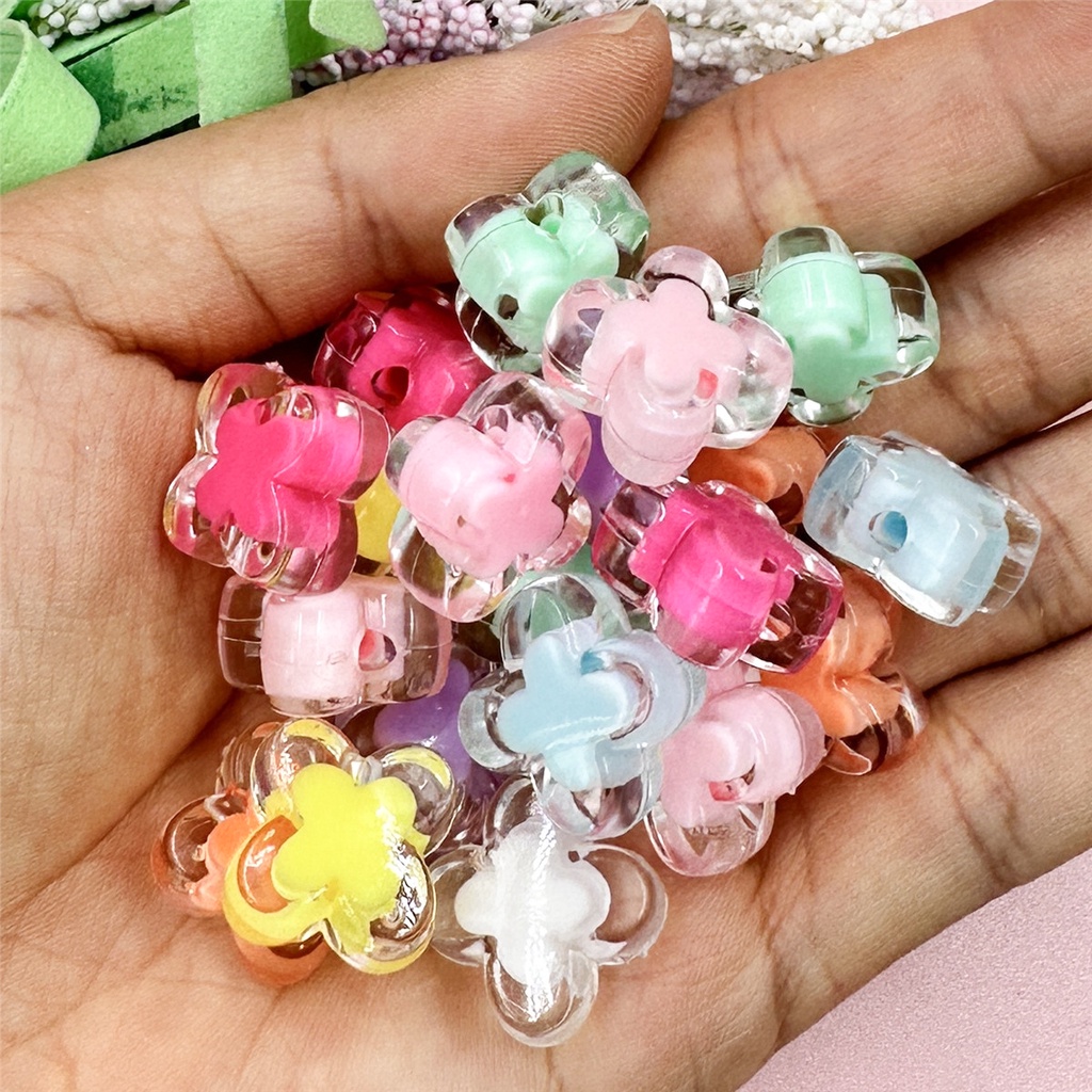 ลูกปัดอะคริลิค ลายดอกไม้ ขนาดเล็ก 14.7 มม. สําหรับทําสร้อยข้อมือ โทรศัพท์มือถือ DIY 20 ชิ้น