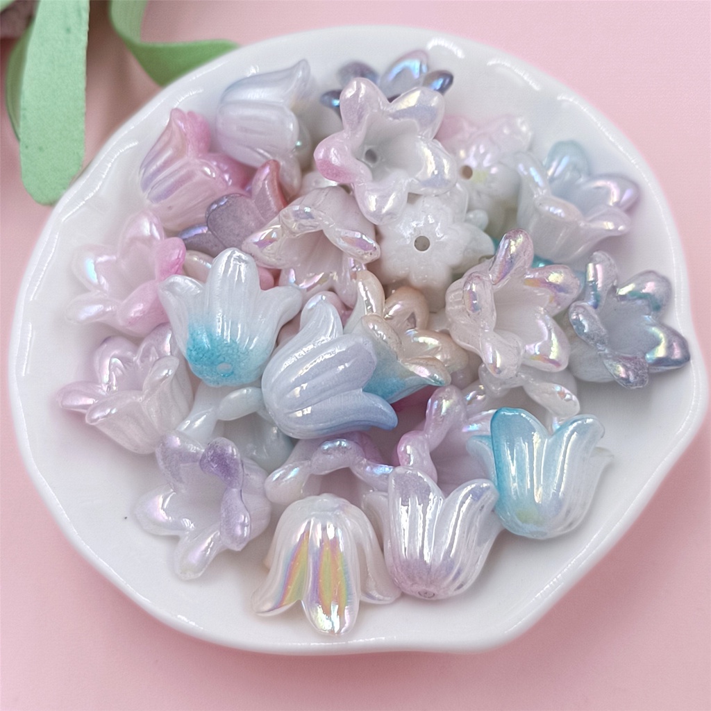 ลูกปัดอะคริลิค สองสี ไล่โทนสี สําหรับทําเครื่องประดับ DIY 30 ชิ้น