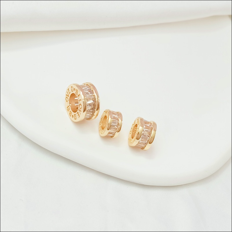 ลูกปัดเพทาย ทอง 14K ฝังเพทาย แฮนด์เมด DIY สําหรับทําเครื่องประดับ สร้อยคอ สร้อยข้อมือ