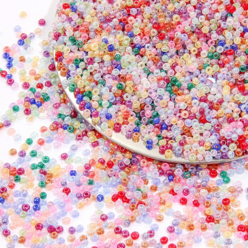 ลูกปัดแก้ว สีครีม ทรงกลม 2 มม. คุณภาพสูง สําหรับทําเครื่องประดับ 2700 ชิ้น