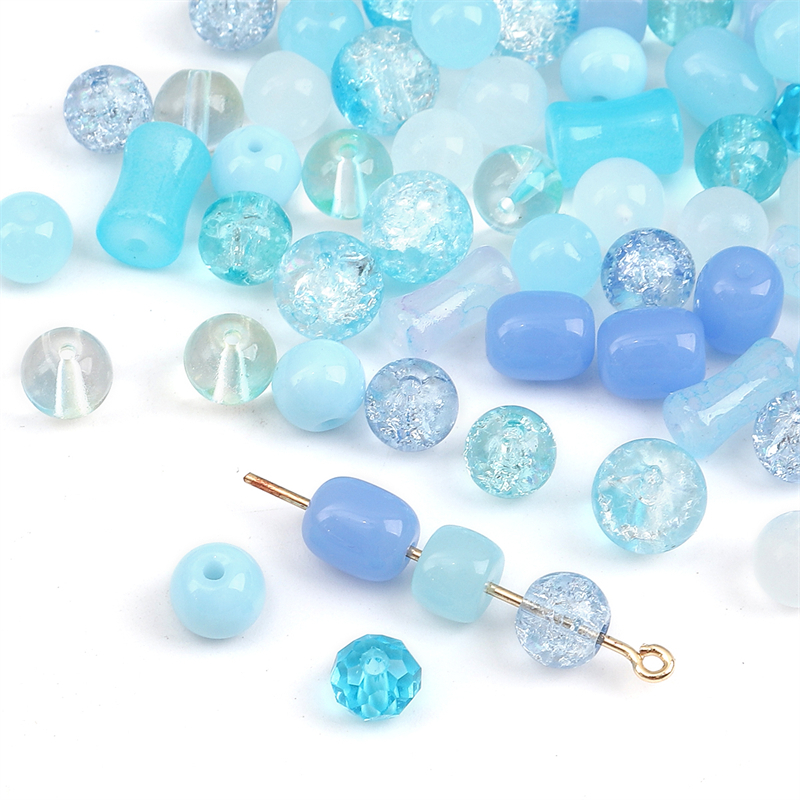 ลูกปัดแก้วคริสตัล สีฟ้า สําหรับทําเครื่องประดับ สร้อยข้อมือ สร้อยคอ DIY 20 ชิ้น