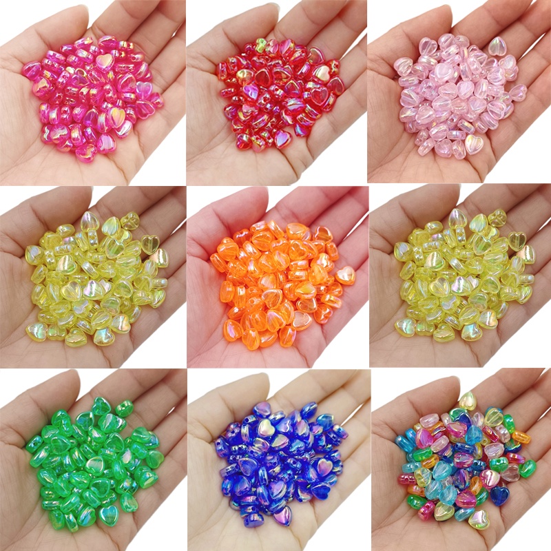 ลูกปัดใส รูปหัวใจ สีโปร่งใส สําหรับทําเครื่องประดับ สร้อยคอ ลูกปัด DIY จํานวน 50 ชิ้น