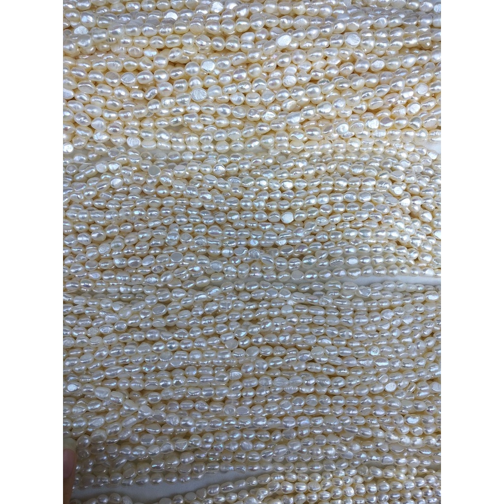 ลูกปัดไข่มุกธรรมชาติ สีขาว สําหรับทําเครื่องประดับ สร้อยคอ สร้อยข้อมือ DIY (4-10 มม.)