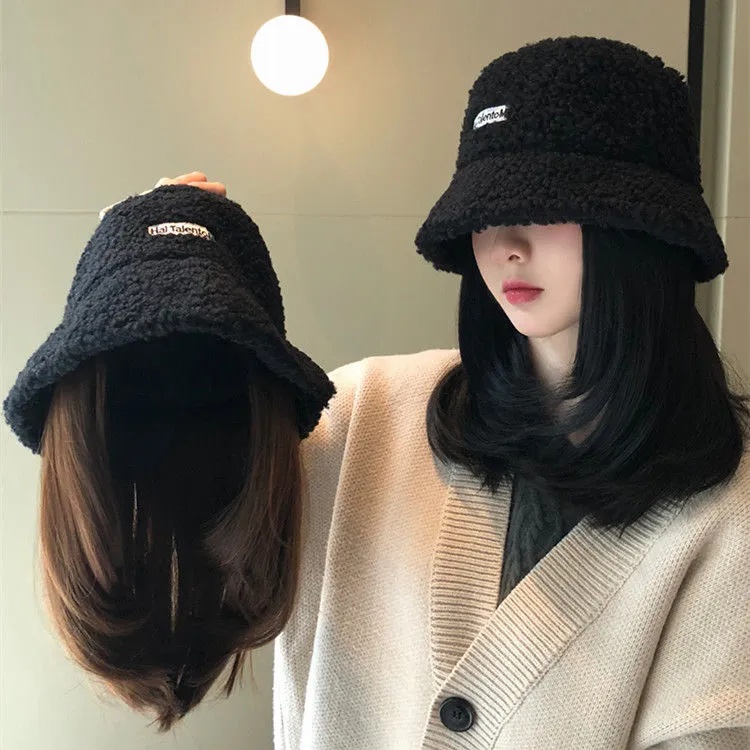 วิกผม หมวกวิก แบบบูรณาการ Wig cap แฮร์พีช สวมใส่ง่าย ผมสีน้ำตาลเข้ม