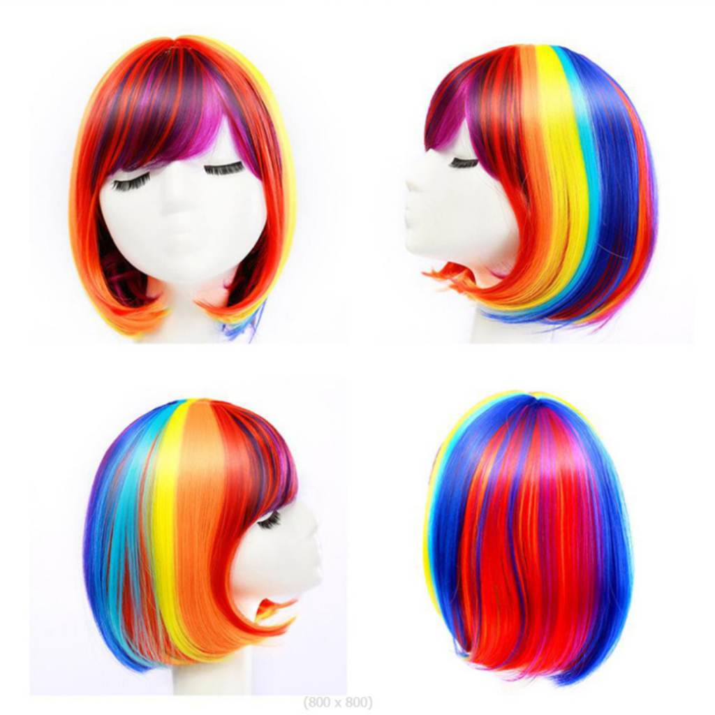 วิกผมสายรุ้ง วิกผมสั้น wig cosplay