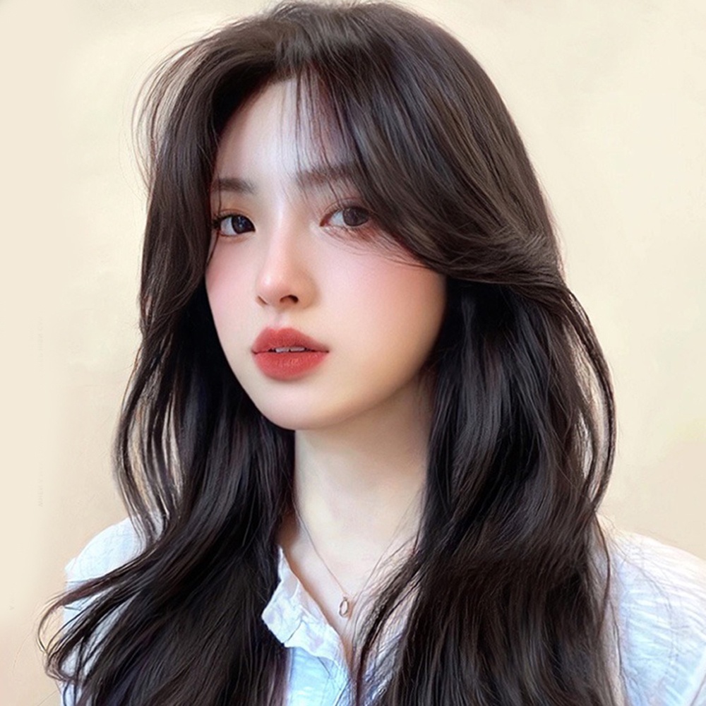 วิกผมหยิกยาว ธรรมชาติ ผู้หญิง สาว ไร้รอยต่อ รูปตัวยู สังเคราะห์ วิกผมฟู ต่อผม 55 ซม.