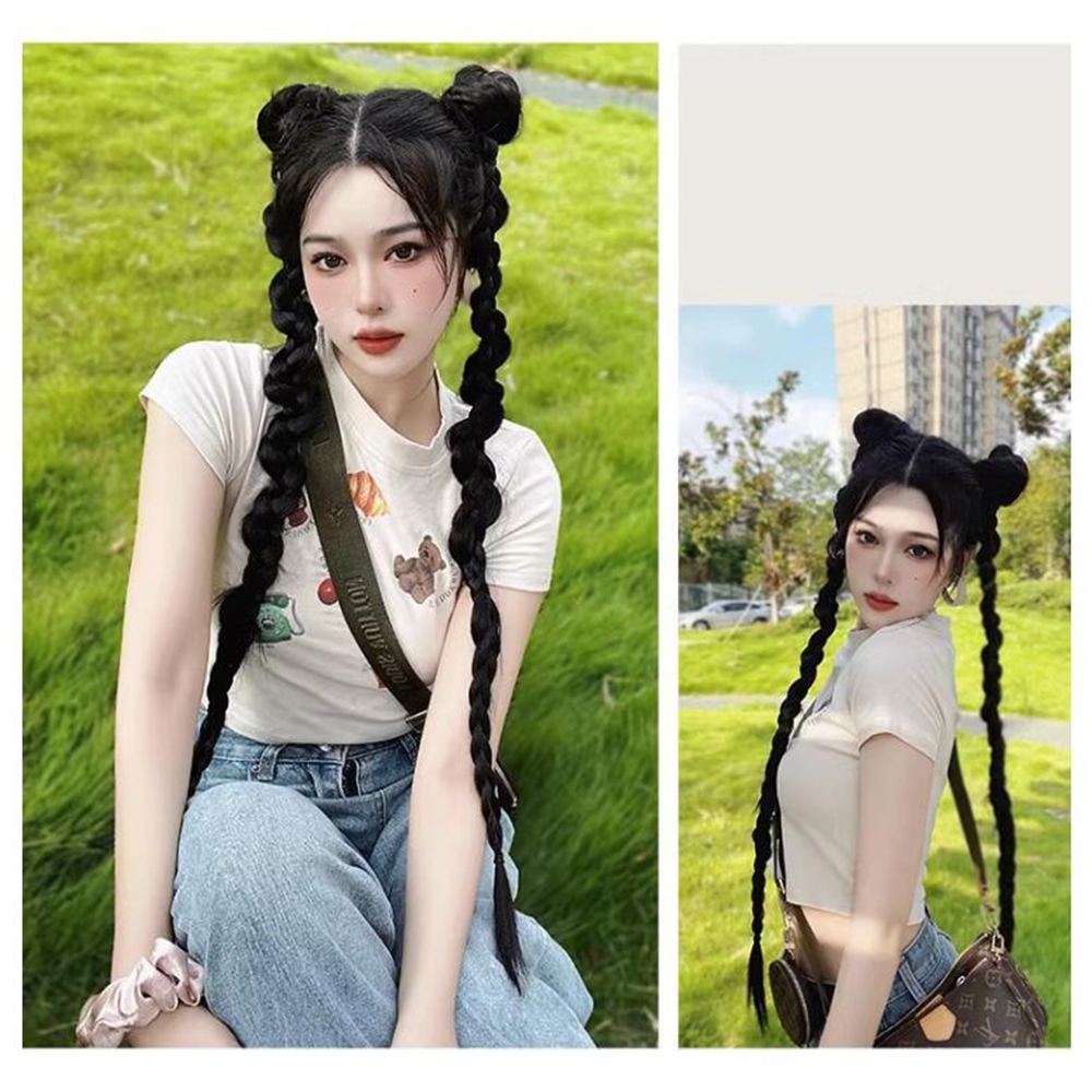 วิกผมหางม้าถัก แฮนด์เมด พร็อพคอสเพลย์ สําหรับต่อยมวย 2 ชิ้น