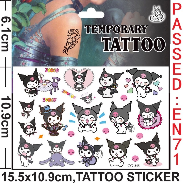 สติกเกอร์รอยสัก ลายการ์ตูน Sanrio น่ารัก สําหรับเด็ก