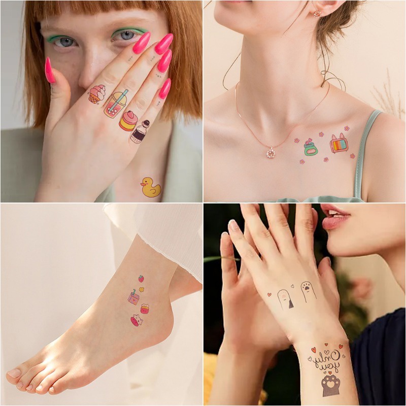 สติกเกอร์รอยสักชั่วคราว ลายการ์ตูนกระต่ายน่ารัก DIY สําหรับตกแต่งร่างกายเด็ก