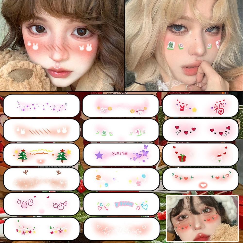 สติกเกอร์รอยสักชั่วคราว ลายคริสต์มาส ปีใหม่ น่ารัก กันน้ํา ติดประดับโบว์