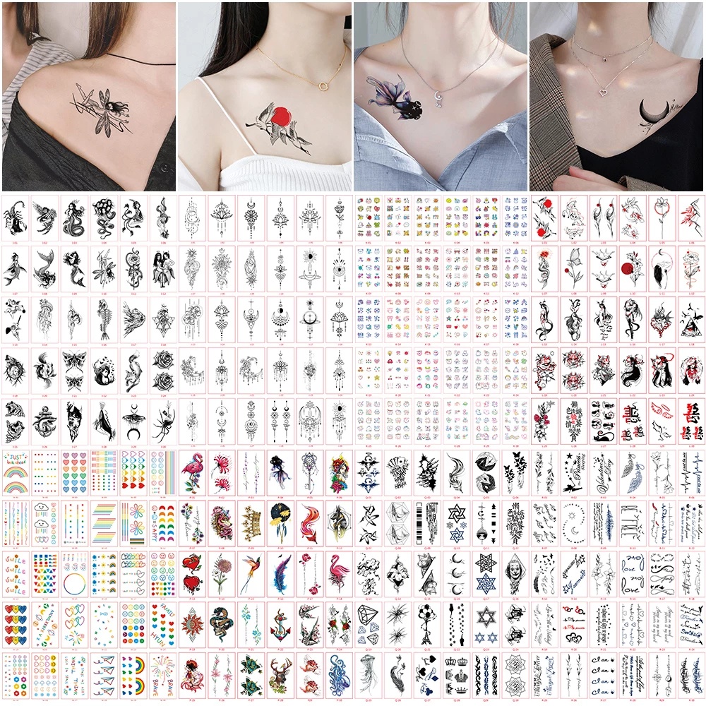 สติกเกอร์รอยสักชั่วคราวพิมพ์ลายการ์ตูนป้องกันน้ําแบบ Unisex สีดํา