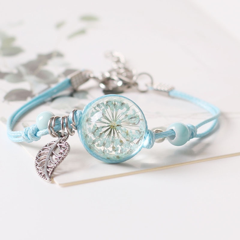 สร้อยข้อมือ ประดับลูกปัดเซรามิค รูปใบโคลเวอร์สี่แฉก สีสันสดใส