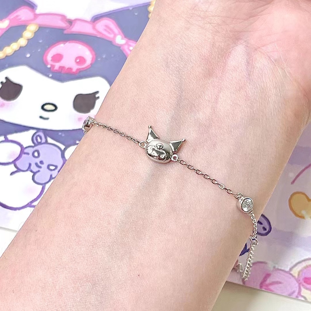 สร้อยข้อมือ ประดับโบว์ ลายการ์ตูน Sanrio Kuromi น่ารัก สําหรับนักเรียน