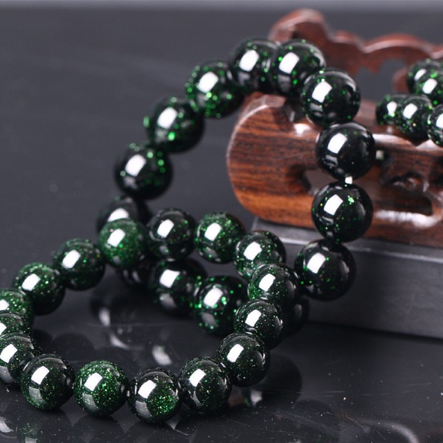 สร้อยข้อมือ ลูกปัดหินทราย สีเขียวธรรมชาติ 6-12 มม. DIY สําหรับผู้ชาย ผู้หญิง