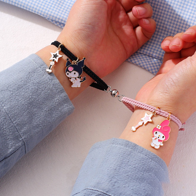 สร้อยข้อมือ โลหะผสมอลูมิเนียม ลายการ์ตูน Sanrio Kuromi My Melody StellaLou แฟชั่นคู่รัก สําหรับเด็กผู้หญิง