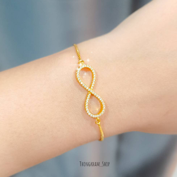 สร้อยข้อมือชุบทองลายอินฟินิตี้ สร้อยข้อมือเลขแปดนำโชค เสริมความรัก #204