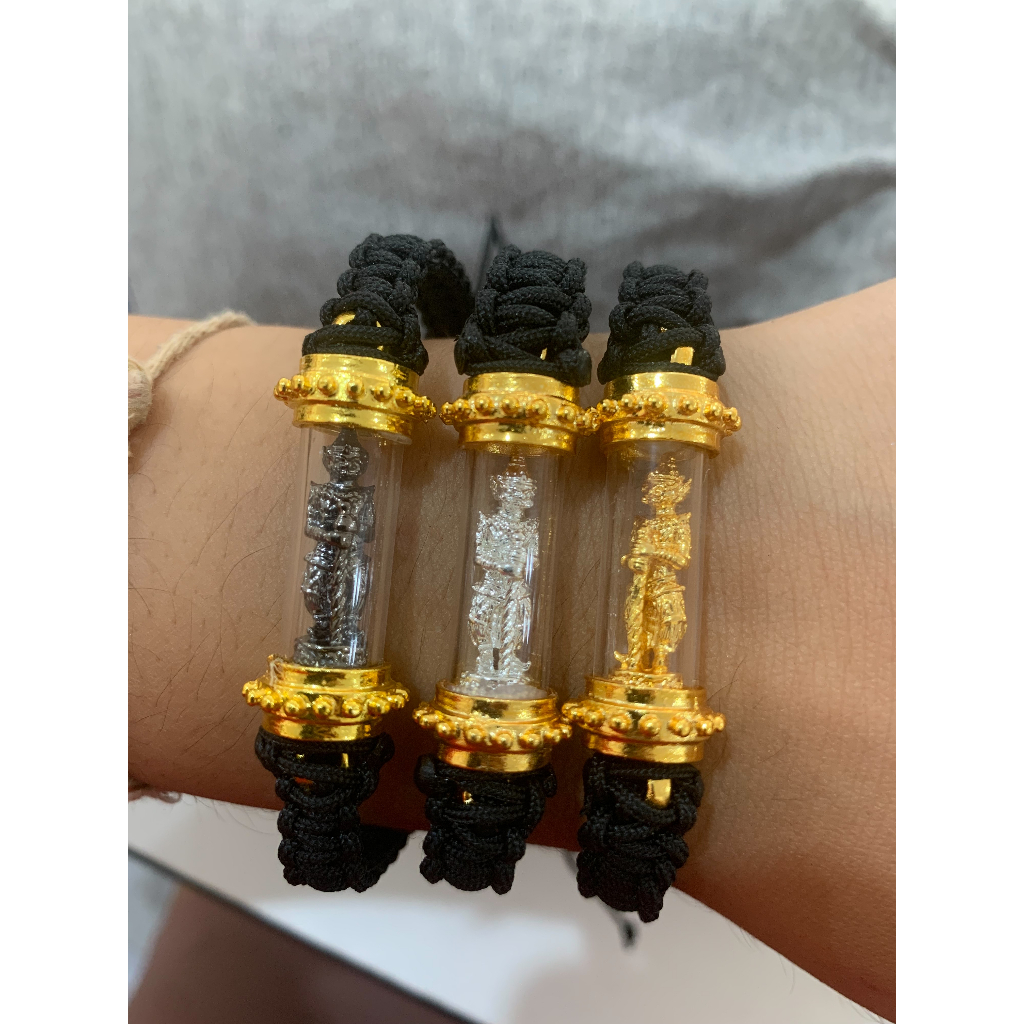 สร้อยข้อมือถักตะกรุดเท้าเวสสุวรรณ สายปรับความยาวได้ (ปลุกเสกแล้ว)