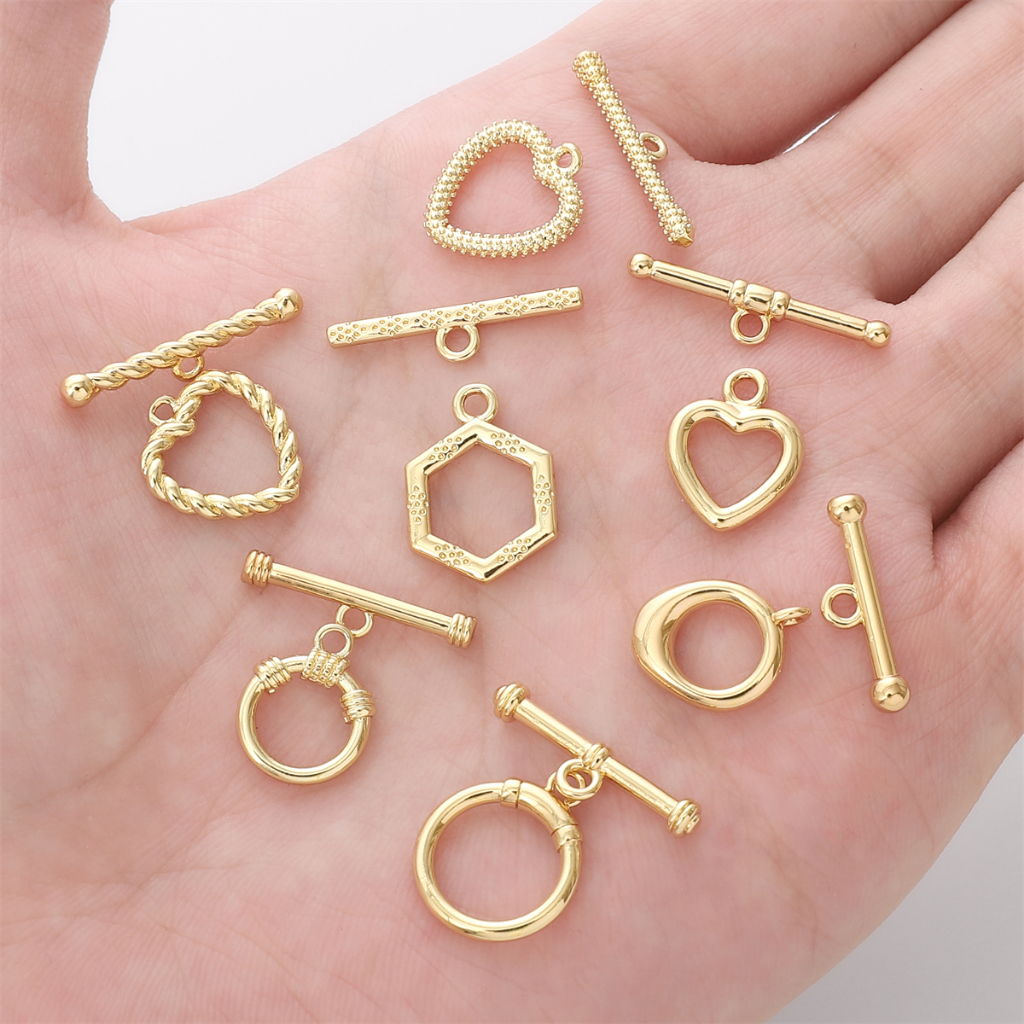สร้อยข้อมือทองเหลือง ชุบทอง 14K คุณภาพสูง สําหรับทําเครื่องประดับ Diy จํานวน 1 ชุด