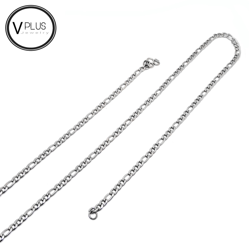 สร้อยคอ สร้อยคอสแตนเลสแท้ เกรด 304 ลายฟิโกโร่ ขนาด 4.5 mm. สร้อยพระ ไม่ลอก ไม่ดำ ใส่อาบน้ำได้เลย