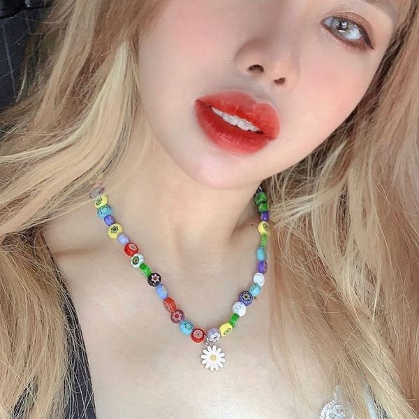 สร้อยคอจี้รูปดอกเดซี่ขนาดเล็กสไตล์เกาหลี