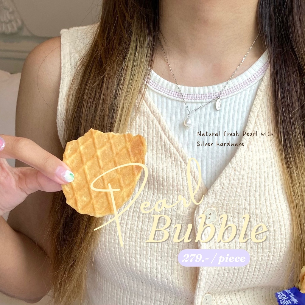 สร้อยคอมุกน้ำจืดแท้ Pearl Bubble แบบ Premium - Thegreenbox.tgb