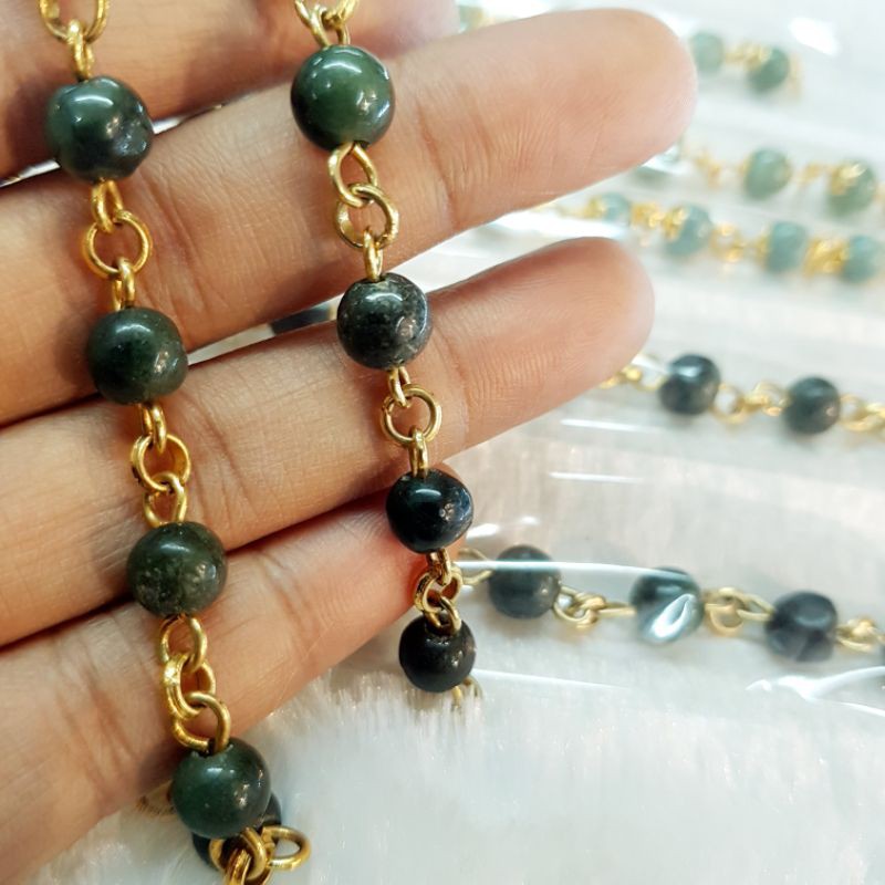 สร้อยคอหยกดำ หยกพม่าแท้ %  Necklace Burma Back Jade 24