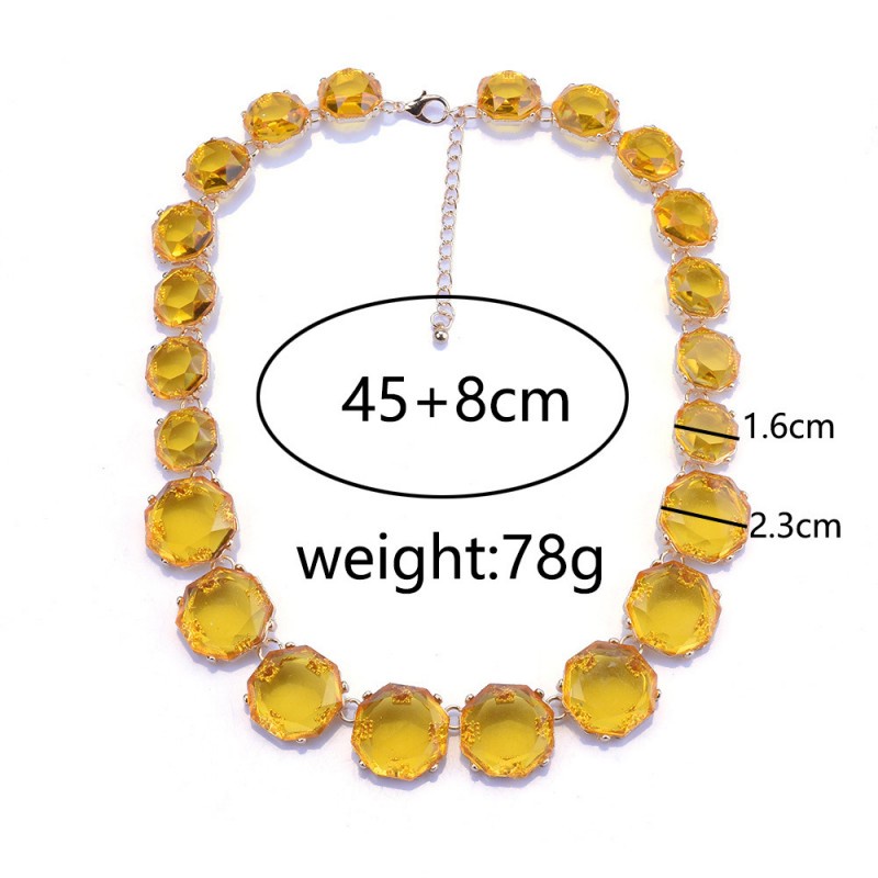สร้อยคอเรซิ่น รูปหลายเหลี่ยม ขนาดใหญ่ 45+8 ซม. สีแคนดี้ 1 ชิ้น