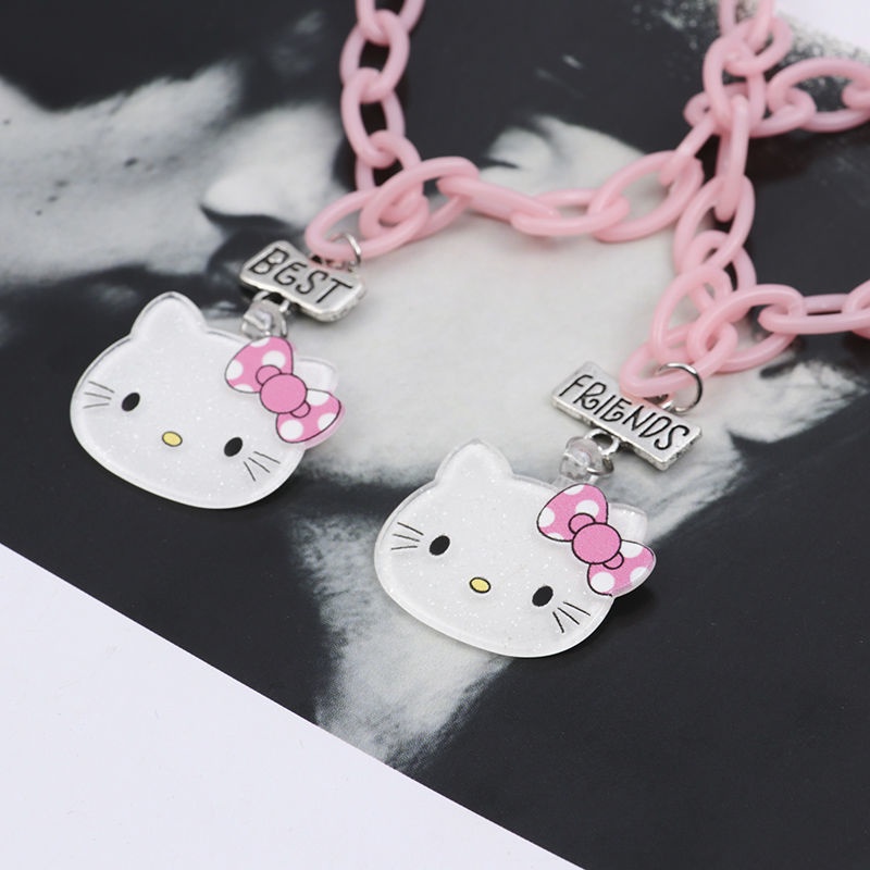 สร้อยคอโซ่ จี้การ์ตูนแมว KT สีชมพู เครื่องประดับ สําหรับผู้หญิง