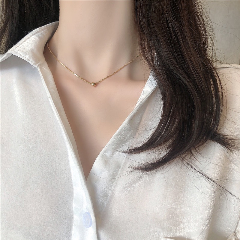 สร้อยคอโซ่สั้น จี้ถั่วทอง ระดับไฮเอนด์ สไตล์ฝรั่งเศส ติดทนนาน
