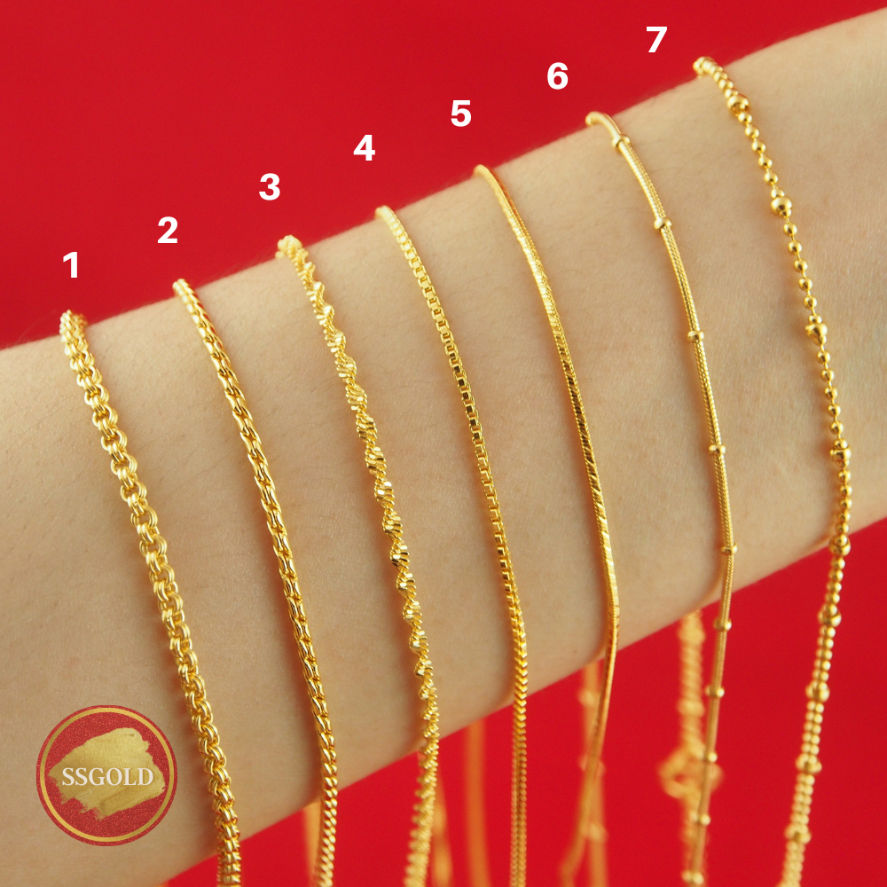 สร้อยทองเส้นเด็ก 2 สลึง 14 นิ้ว สีเหมือนทองแท้ 100% แถมถุงผ้าไหม